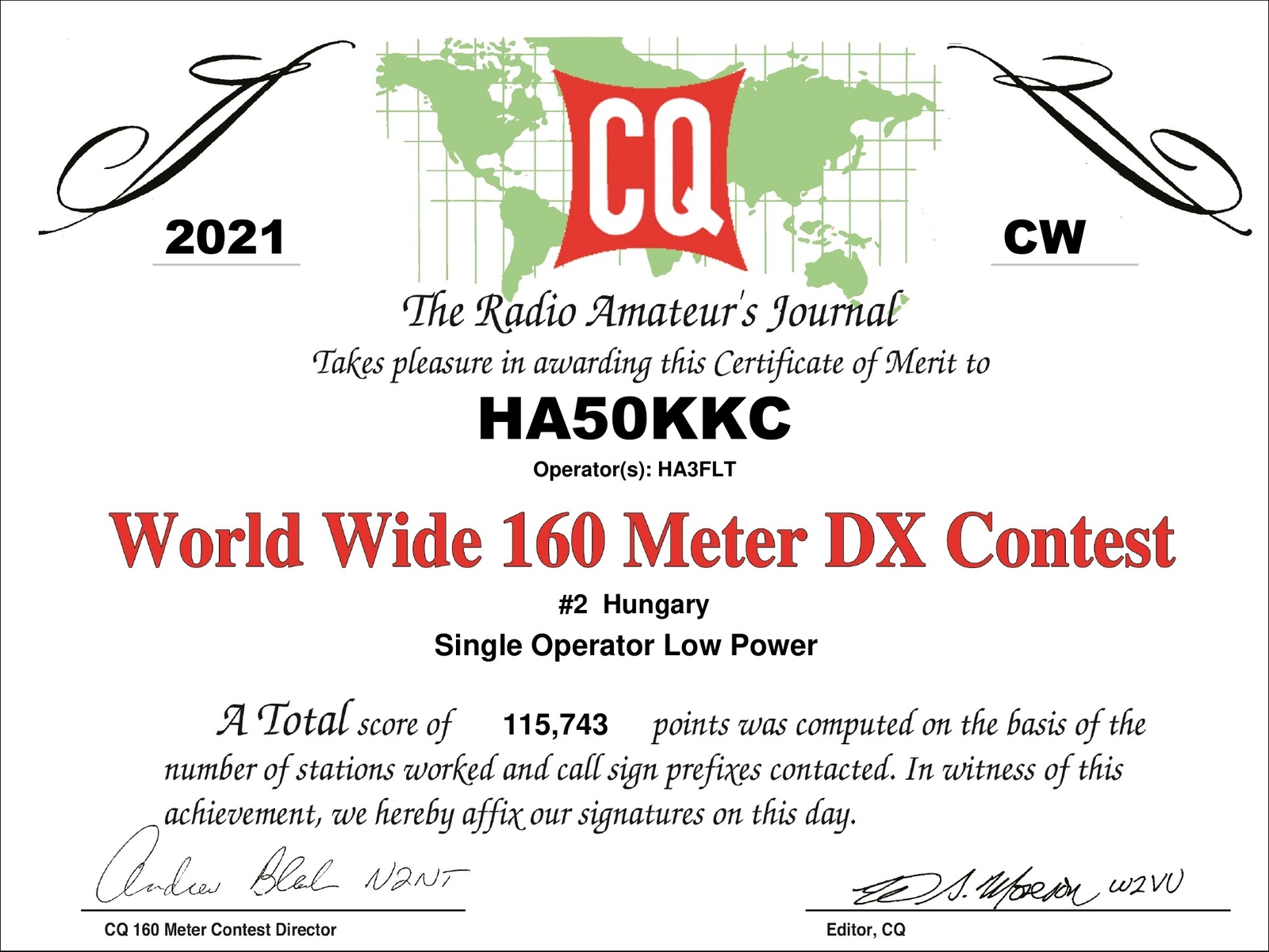 HA3FLT - CQ WW 160m contest memory